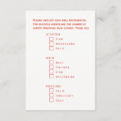 Kies uw maaltijd Kerst maaltijd opties behuizing Informatiekaartje (Achterkant)