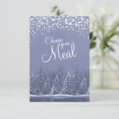 Kies uw maaltijd Kerstmis aan het meer bomen kunst Informatiekaartje (Staand voorkant)