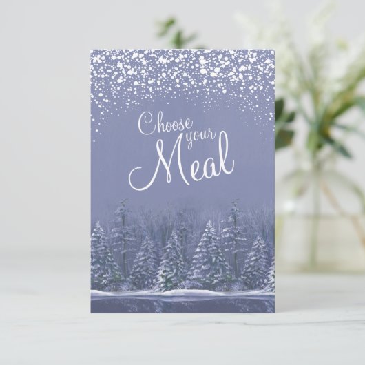 Kies uw maaltijd Kerstmis aan het meer bomen kunst Informatiekaartje (Staand voorkant)