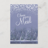 Kies uw maaltijd Kerstmis sneeuw meer blauwe bomen Informatiekaartje (Voorkant)