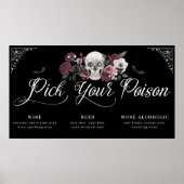 Kies uw Poison Floral Scull Gothic Wedding Menu Poster (Voorkant)