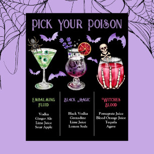 Kies uw Poison Halloween 3 Cocktail Menu Poster