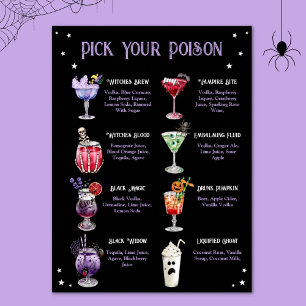 Kies uw Poison Halloween Cocktail Menu Poster