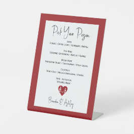 Kies uw Poison Skelet Bruiloft Rode Bar Menu Reclamebord Met Voetstuk