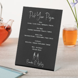 Kies uw Poison Skelet Bruiloft Wit 2 Bar Menu Reclamebord Met Voetstuk