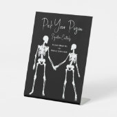Kies uw Poison Skelet Bruiloft Witte Drink Menu Reclamebord Met Voetstuk (Voorkant)