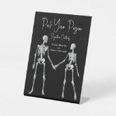 Kies uw Poison Skelet Bruiloft Zwart Drink Menu Reclamebord Met Voetstuk (Voorkant)