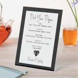 Kies uw Poison Skelet Wedding White Bar Menu Reclamebord Met Voetstuk
