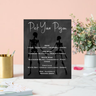 Kies uw Poison Skeleton Wedding Bar Menu Acryl Bord