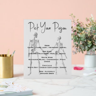 Kies uw Poison Skeleton Wedding Bar Menu Acryl Bord