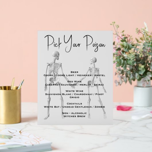 Kies uw Poison Skeleton Wedding Bar Menu Acryl Bord (Huwelijk)
