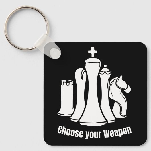 Kies uw wapen gestileerde schaakbordspel sleutelhanger (Voorkant)