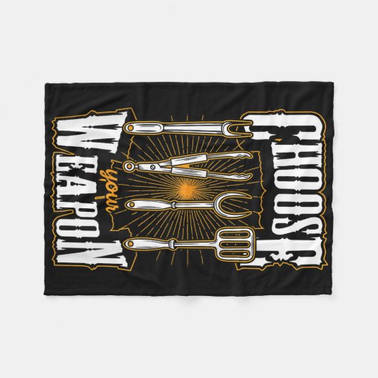 Kies uw wapen grill gebruiksvoorwerpen Grappig BBQ Fleece Deken (Voorkant (Horizontaal))