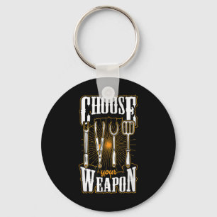 Kies uw wapen grill gebruiksvoorwerpen Grappig BBQ Sleutelhanger