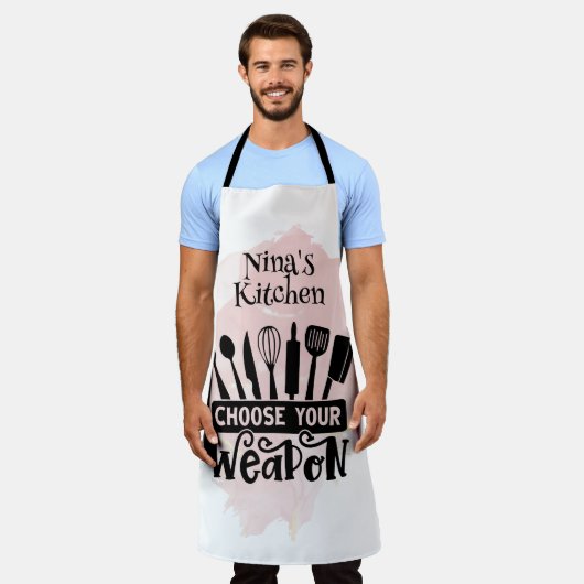 Kies uw Weapon Kitchen Tools Pink Splash Schort (Gedragen)