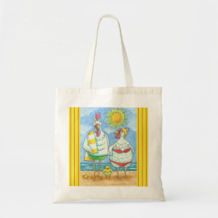 KIES VAN HET ZEE, HEN IN BIKINI GROCERY CANVAS TAS