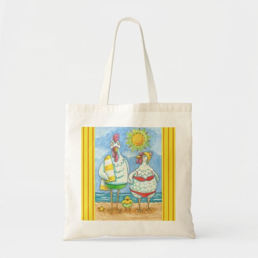 KIES VAN HET ZEE, HEN IN BIKINI GROCERY CANVAS TAS (Voorkant)