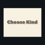 Kies Vet 3D Inspirerend blauw met Typografie Briefkaart<br><div class="desc">Een leuk,  vette 3D-typografische vormgeving met de woorden Choose Kind in Navy Blue.</div>