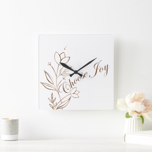 Kies voor Abstracte Bloemtypografie Vrolijkheid Vierkante Klok (Huis)