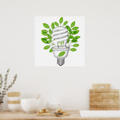 Kies voor de groene energiebesparende lamp Illustr Poster (Keuken)