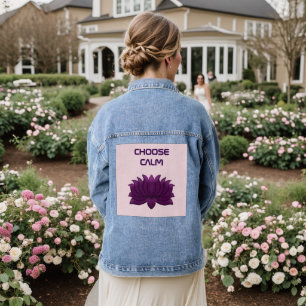 Kies voor de kalme paarse lotusbloem denim jacket