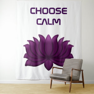 Kies voor de kalme paarse lotusbloem wandkleed