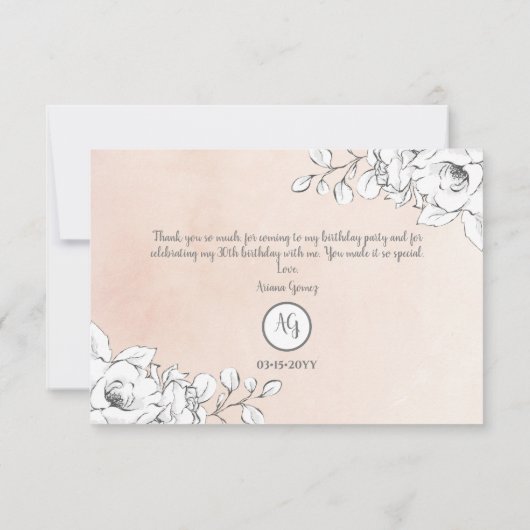 Kies voor de roze, moderne, witte flat met dank bedankkaart (Achterkant)