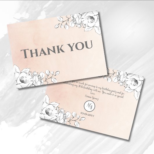 Kies voor de roze, moderne, witte flat met dank bedankkaart