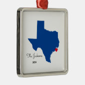 Kies voor de Texas-plattegrond van kleur Metalen Ornament (Rechts)