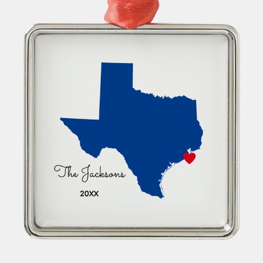 Kies voor de Texas-plattegrond van kleur Metalen Ornament (Voorkant)