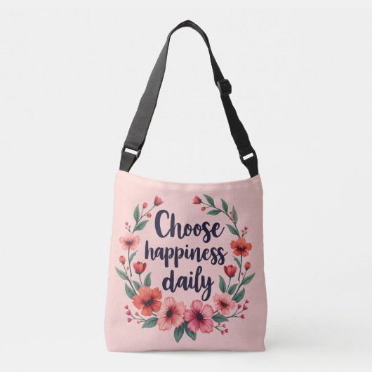 Kies voor geluk Dagelijkse Bloemenkrans Crossbody Tas (Voorkant)