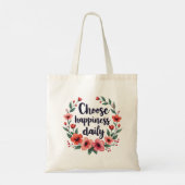 Kies voor geluk Dagelijkse Bloemenkrans Tote Bag (Achterkant)
