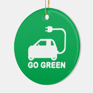 Kies voor groene ~ Drive Electric Cars Keramisch Ornament