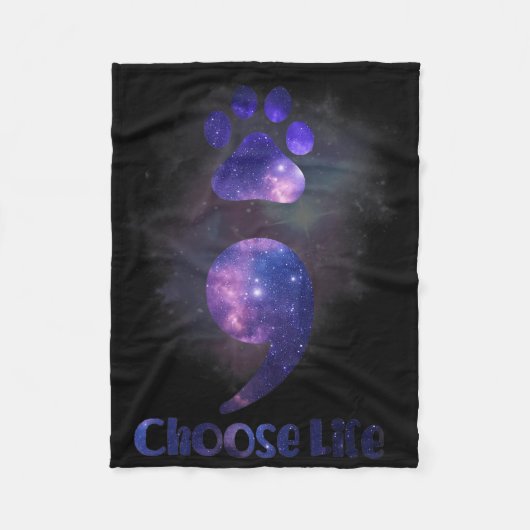 Kies voor het levenssemicolon Cat Paw Zelfmoordpre Fleece Deken (Voorkant)