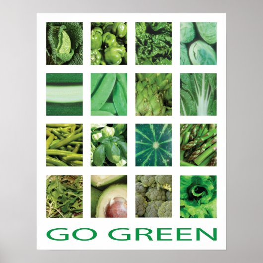 Kies voor het Poster Groene groenten keukenkunst (Voorkant)
