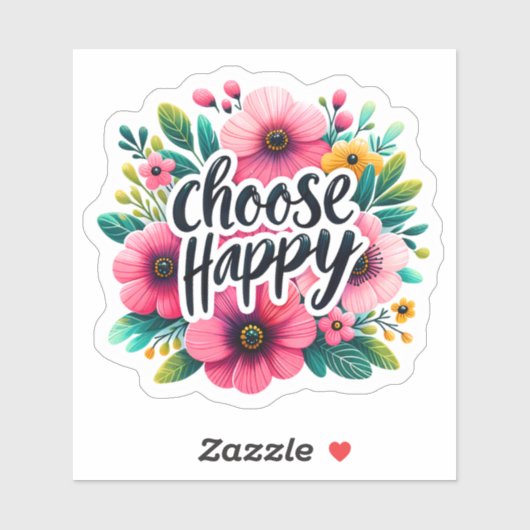 Kies voor Joy: Bright Flowers & Bold Text Sticker (Vel)
