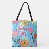 Kies voor Joy Kleurrijke Bloemenkunst Tote Bag (Voorkant)