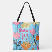 Kies voor Joy Kleurrijke Bloemenkunst Tote Bag (Achterkant)