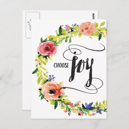 Kies voor Joy, met Flowers Briefkaart (Voorkant / Achterkant)