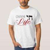 Kies voor Life Chai Pro-Life Hebrew Engels T-shirt (Voorkant)