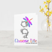 Kies voor Life Suicide Awareness Dragonfly Kaart (Gele Bloem)