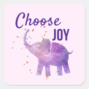 kies voor paarse roze olifantenverf vierkante sticker