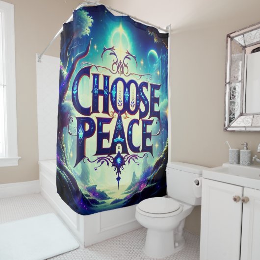 Kies voor vrede douchegordijn (In situ)