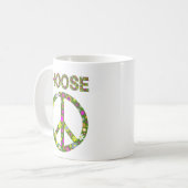 Kies voor vrede - Retro Flower Peace Sign Coffy Mo Koffiemok (Voorkant links)