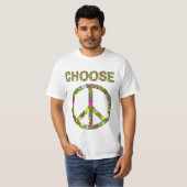 Kies voor vrede - Retro Flower Peace Sign T-Shirt (Voorkant volledig)