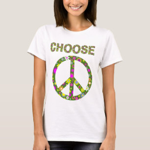 Kies voor vrede - Retro Flower Peace Sign T-shirt