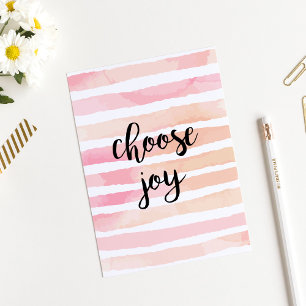 kies voor vreugde aquarel roze strepen inspirerend briefkaart