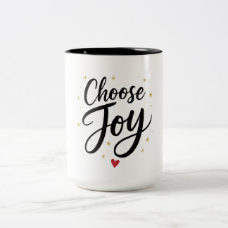 Kies voor vreugde Gouden Ster Motivatie Citaat Tweekleurige Koffiemok