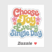 Kies voor vreugde Retro regenboog sticker (Vel)
