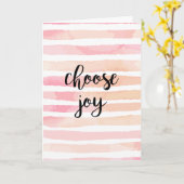 Kies Vreugde Lege Roze Waterverf Handlettering Kaart (Gele Bloem)